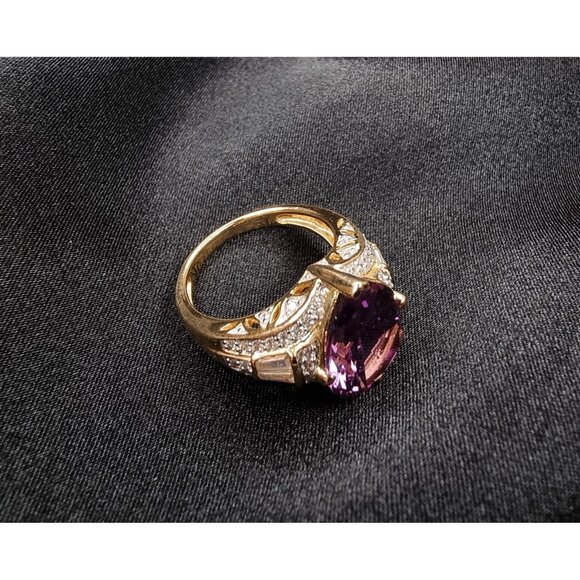 Vintage Violet Sapphire 925 Sterling Silver Pear-Cut Ring - Picture 4 of 5